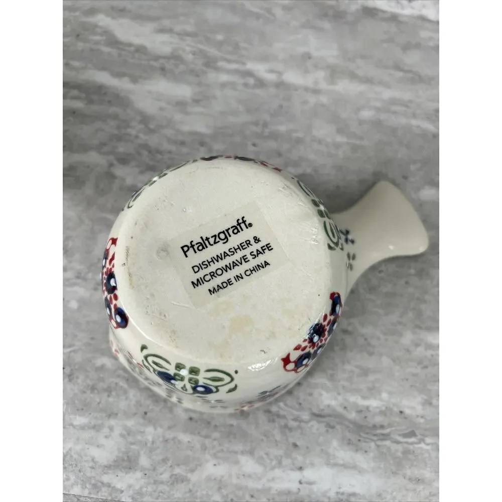 TWO Stoneware Measuring cups (1/2 cup, 1 cup) Pfaltzgraff Stoneware Floral‎
